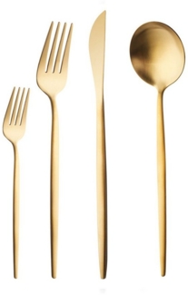 Karaca Besteck-Set Bella Shiny Gold 24 Stück 6 Personen Besteckset, Besteck Set mit Messer Gabel Löffel Edelstahl 18/10 Essbesteck