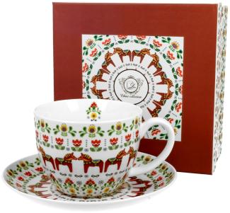 DUO ETNO Jumbobecher 470 ml SCANDINAVIAN mit Untertasse, New Bone China Porzellan