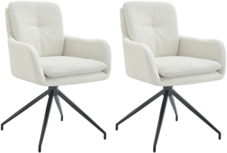 CLP 2er Set Esszimmerstuhl Pickett Stoff mit 180 Grad Drehfunktion,creme