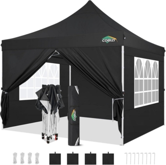Faltpavillon 3x3 Wasserdicht Stabil mit Seitenwänden Gartenpavillon UV-Schutz