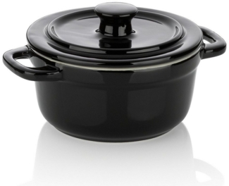 Kela Servier-Und Auflaufform Malin Keramik schwarz Mit Deckel 9,5 cm Ø 14 cm