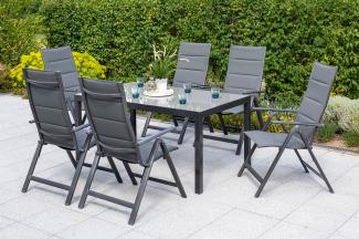 Merxx Gartenmöbelset Taviano 7tlg. Aluminium, Textil graphit, grau 20527