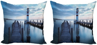 Abakuhaus Kissenbezüge Modern Accent Doppelseitiger Digitaldruck, (2 Stück), maritim Leuchtturm Meer bei Sonnenaufgang