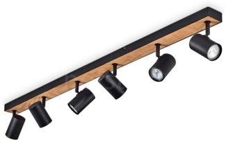 hofstein Deckenleuchte »Gambellara« Deckenlampe aus Metall/MDF in Schwarz/Braun/Holzoptik, ohne Leuchtmittel, moderne Leuchte mit verstellbaren Strahlern, 6xGU10