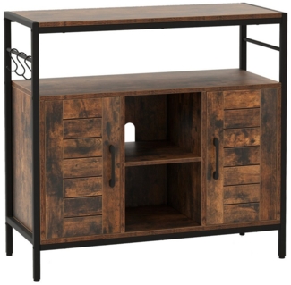 KOMFOTTEU Küchenbuffet Sideboard mit 2 Türen, verstellbaren Regalen & 3 Haken