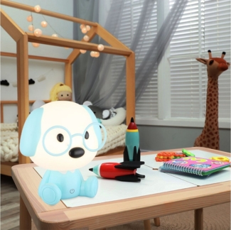 GLOBO LIGHTING LED Tischleuchte, LED-Leuchtmittel fest verbaut, Warmweiß, Tischleuchte Tischlampe Kinderzimmer Jungen blau USB Hund Touchdimmer