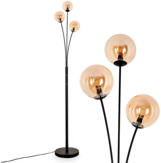 hofstein Stehlampe Stehlampe aus Metall/Riffelglas in Schwarz/Weiß, ohne Leuchtmittel, Standlampe mit Glasschirmen (12cm) dimmbar, 3xG9, ohne Leuchtmittel