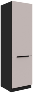 Küchen Hochschrank 60 cm ARONA Kaschmir beige + Schwarz matt Küchenzeile Küchenblock Küche