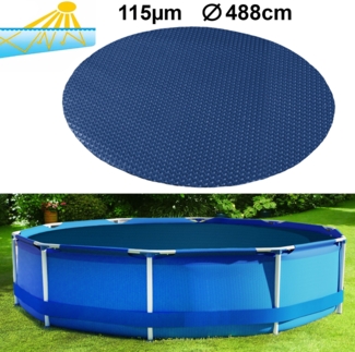 115µm Pool Solarplane Poolheizung Solarfolie Abdeckung Rund Blau Schwarz 488cm