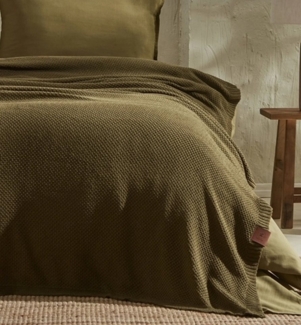 Wohndecke Wohndecke 4 Elements in Khaki aus feinste Biobaumwolle / Wollemix, Sandiik