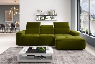 Stylefy Colton MINI Ecksofa Velours Hellgrün Rechts