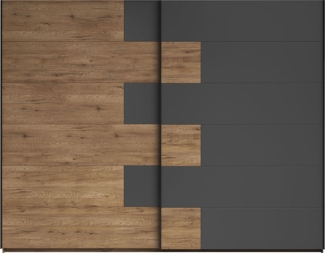 Schwebetürenschrank Leandra / Linea , Holzwerkstoff , Schwarz, Holzfarben , 270 x 211 x 58 cm