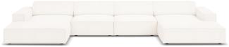 Micadoni 6-Sitzer Boucle Panorama Sofa Jodie | Bezug Beige | Beinfarbe Black Plastic