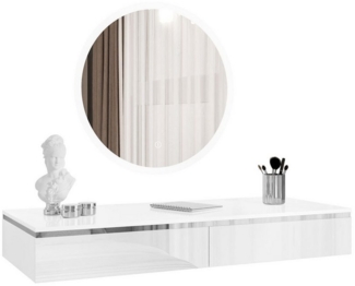 Lookway Schminktisch AURORA SILVER Hängender Kosmetiktisch mit Spiegel (1x Konsole und 1x Spiegl), Breite: 102 cm