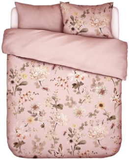 Essenza Bettwäsche Noe Dusty Pink, Satin, 2 teilig, Rosen, Orchideen, Hortensien