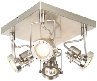 Qazqa LED Aufbaustrahler Suplux, ohne Leuchtmittel, GU10, Stahl, Industrie, Stahl, 4-flammig