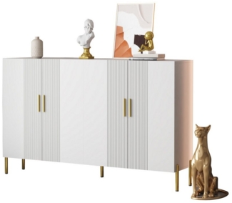 OKWISH Sideboard mit viel Stauraum (Wohnzimmerschrank, Aufbewahrungsschrank, 1 St, 4 Türen), mit goldene Metallbeine