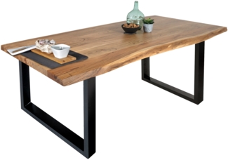 Esstisch Baumkante massiv Akazie Natur 180 x 90 U-Gestell schwarz THEA 135813464
