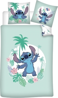Lilo & Stitch 2-teiliges Set Bettwäsche-Set aus Baumwolle – 140x200 cm Bettbezug & 65x65 cm Kissenbezug