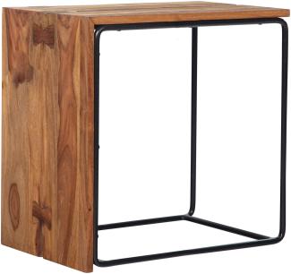 Beistelltisch Sheesham Massivholz / Metall 45x30x45 cm Anstelltisch, Kleiner.