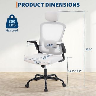 GarveeMore Bürostuhl Ergonomischer mit erstellbare Lendenwirbelstütze und Kopfstütze, Home-Office-Stuhl,Gaming-Stuhl mit hoher Rückenlehne aus Netzstoff