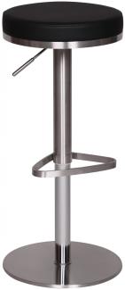 Kadima Design Barhocker, höhenverstellbar, gepolsterte Sitzfläche, Triangel Fußablage, max. 110 kg Belastung. Schwarz, 38x38x82 cm