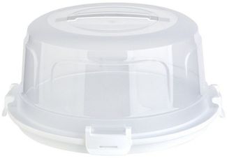Engelland Kuchentransportbox mit Griff, Deckel und 4-fach Klick-Verschluss, rund, Kunststoff, (36,50 cm x H 17,50 cm, BPA-frei), spülmaschinengeeignet, lebensmittelecht, Stückeinteilungshilfe