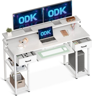 ODK Schreibtisch mit Schubladen, PC Tisch mit Tastaturablage, für Home Office