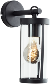 Brilliant Sidney Wandlampe Aussen IP44 – Außenwandleuchte Schwarz/Transparent E27 – Wetterfeste Außenlampe Modern für Garten, Terrasse & Eingang – LED geeignet – 30,3cm Hoch