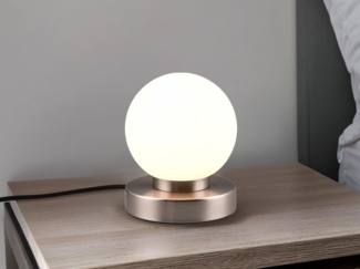 Reality Leuchten LED Nachttischlampe wechselbar / dimmbar, Glas / Metall weiß / silber, Durchmesser 12 cm