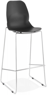 Barhocker BERLIN | Barhocker im Industriestil mit schwarzem Sitz und verchromten Metallbeinen | 51,5 x 52 x 111 cm Kadima Design