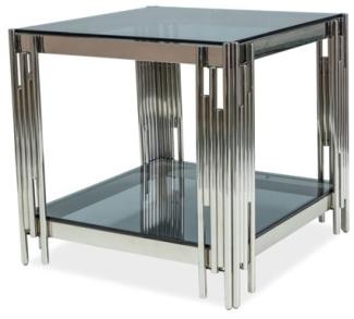 Couchtisch Glastisch Fyli 55x55x55cm Chrom Rauchglas