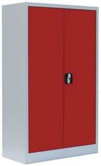Stahl-Aktenschrank Aktenschrank abschließbar Büroschrank Stahlschrank Lichtgrau/Rot 120 x 80 x 38,3 cm 530294