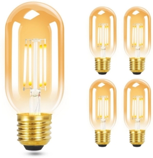 Nettlife LED-Leuchtmittel LED Warmweiss Vintage Glühbirnen T45 Lampe E27 Birnen Edison 4W 2700K, E27, 4 St, Warmweiss