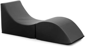Dmora Klappbett Arbil, Pouf umwandelbar in ein Einzelbett, Chaiselongue aus Öko-Leder, 100 % Made in Italy, 130 x 50 x 50 cm, Schwarz