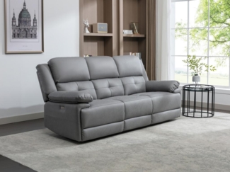 Vente-unique - Relaxsofa elektrisch 3-Sitzer - Stoff - Grau - DOLENE