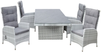 Dining-Set Parmina , Rattan , Grau, Weiß , 0 x 0 x 0 cm