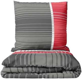 Leonado Vicenti Bettwäsche Allergiker geeignet 135x200, 155x200 oder 155x220, Microfaser, 2 teilig, weich und pflegeleicht, gestreift