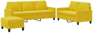 vidaXL 3-tlg. Sofagarnitur mit Kissen Gelb Samt 3201532