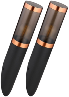 2x Wandleuchte, Edelstahl, schwarz, rauch, Kupfer, H 41 cm