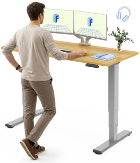 FLEXISPOT Schreibtisch Elektrisch Höhenverstellbarer Schreibtisch EC5 LITE mit Dualmotor (25MM einteiliger Tischplatte & 3-fach Teleskop, 4 Speicherhöhen & Antikollisionssystem), 120x80/140x80/160x80/180x80
