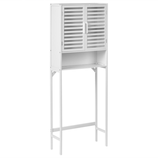 Badezimmerschrank OKARCHE Bambusholz 63 cm Weiß