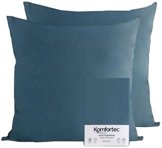 Komfortec 100% Baumwolle Kissenbezüge 50x50 cm, 2er Set, Superweicher Premium Jersey Kopfkissenbezug 150 g/m², Kissenhülle, Petrolblau