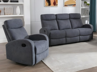 Vente-unique - Couchgarnitur Relax 3+1 - Stoff - Grau - EVELYN