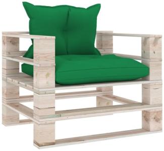 Garten-Palettensofa mit Grünen Kissen Kiefernholz