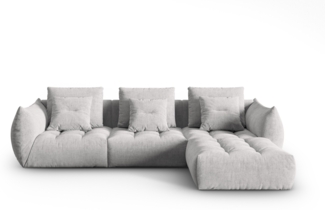 Micadoni Ecksofa Bloom 2-Sitzer Strukturierter Stoff Silber