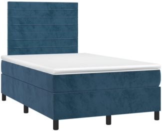 vidaXL Boxspringbett mit Matratze Dunkelblau 120x190 cm Samt 3270005