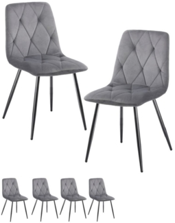 LETGOSPT Esszimmerstuhl Esszimmerstühle Stühle 4er Set Esstisch Stühle, Metall Beine, Grau (4 St), Retro-Design, Samt Polsterstuhl für Esszimmer Wohnzimmer Küche