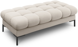 Micadoni 2-Sitzer Strukturierter Stoff Polsterbank Mamaia | Bezug Beige | Beinfarbe Metall schwarz