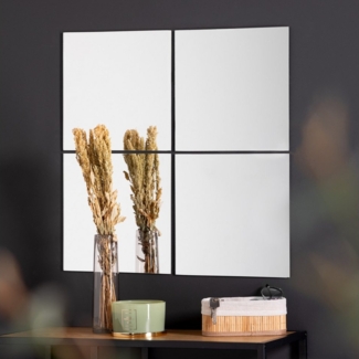 Haushalt International Wandspiegel Wandspiegel Spiegelwand Wandaufkelber Spiegelfliesen Badezimmerspiegel (Spiegelfliesen, 4-St, viereckige Spiegel, 30 x 30 x 0,25 cm (LxBxT), Dekoration Wohnzimmerspiegel, Material: Glas